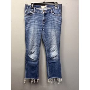 Hatch maternity jeans Womens size 27 Side elastic Denim Raw Hem Medium Wash Crop